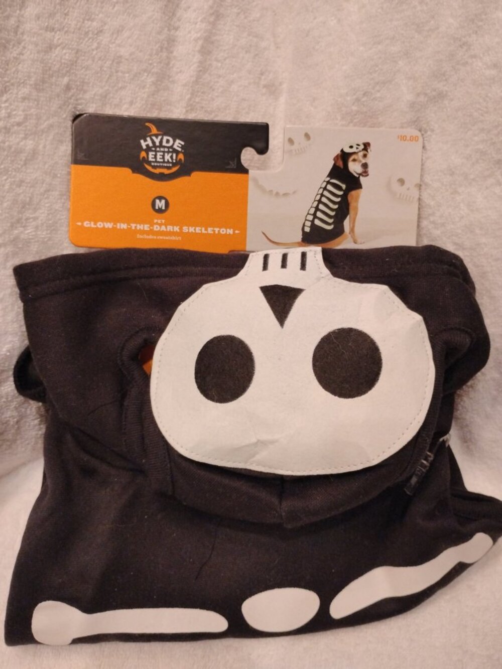 Hyde & EEK! Glow-in-the-Dark Skeleton Dog Costume Size M - New w/ Tags